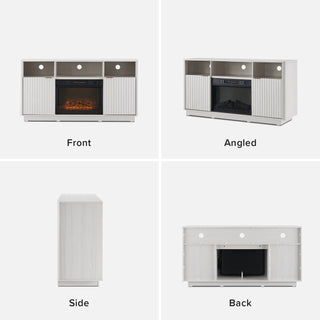 Brooklyn 59" Electric Fireplace TV Stand, White Oak