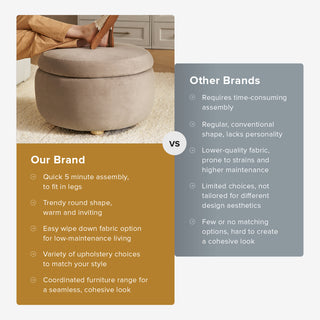 Luna Storage Ottoman, Mocha Brown Velvet