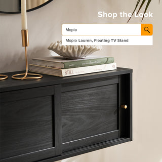 Lauren Floating TV Stand, Black Oak