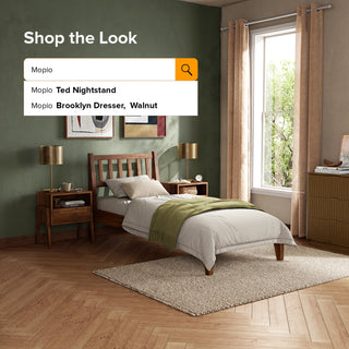 Ted Bed (Twin), Solid Acacia Wood Platform Bed with Headboard