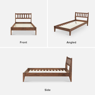 Ted Bed (Twin), Solid Acacia Wood Platform Bed with Headboard