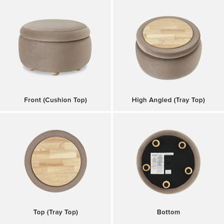 Luna Storage Ottoman, Mocha Brown Velvet