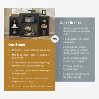 Blake 59" Electric Fireplace Mantel TV Stand, Black Oak