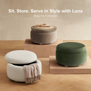 Luna Storage Ottoman, Mocha Brown Velvet