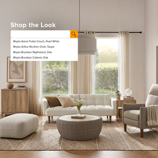 Aaron Futon Sofa Bed, Pearl White Boucle