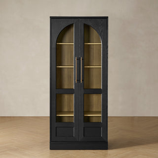 Blake Tall Acrylic Display Cabinet Arched, Black Oak