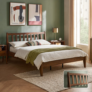 Ted Bed (Queen), Solid Acacia Wood Platform Bed with Headboard