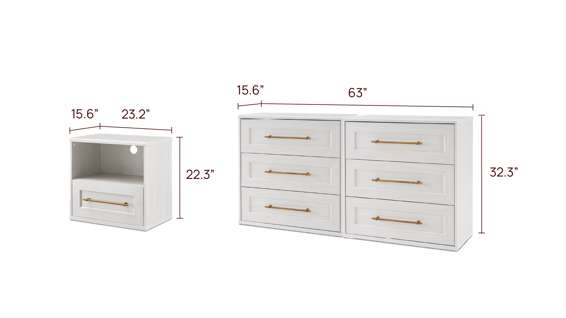 Blake 3-Piece Bedroom Set - 1-drawer nightstand + 6-drawer dresser