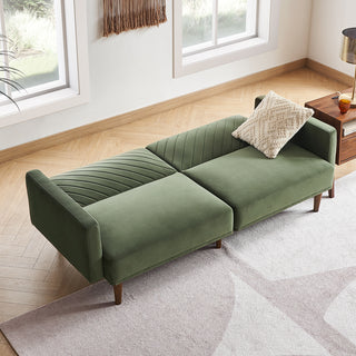 Chloe Futon Sofa Bed, Olive Green Premium Velvet