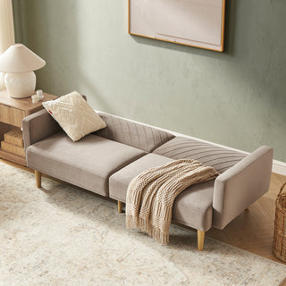 Chloe Futon Sofa Bed, Mocha Brown Premium Velvet