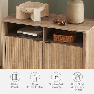 Brooklyn Corner TV Stand + Lift-top Coffee Table, Golden Oak Set