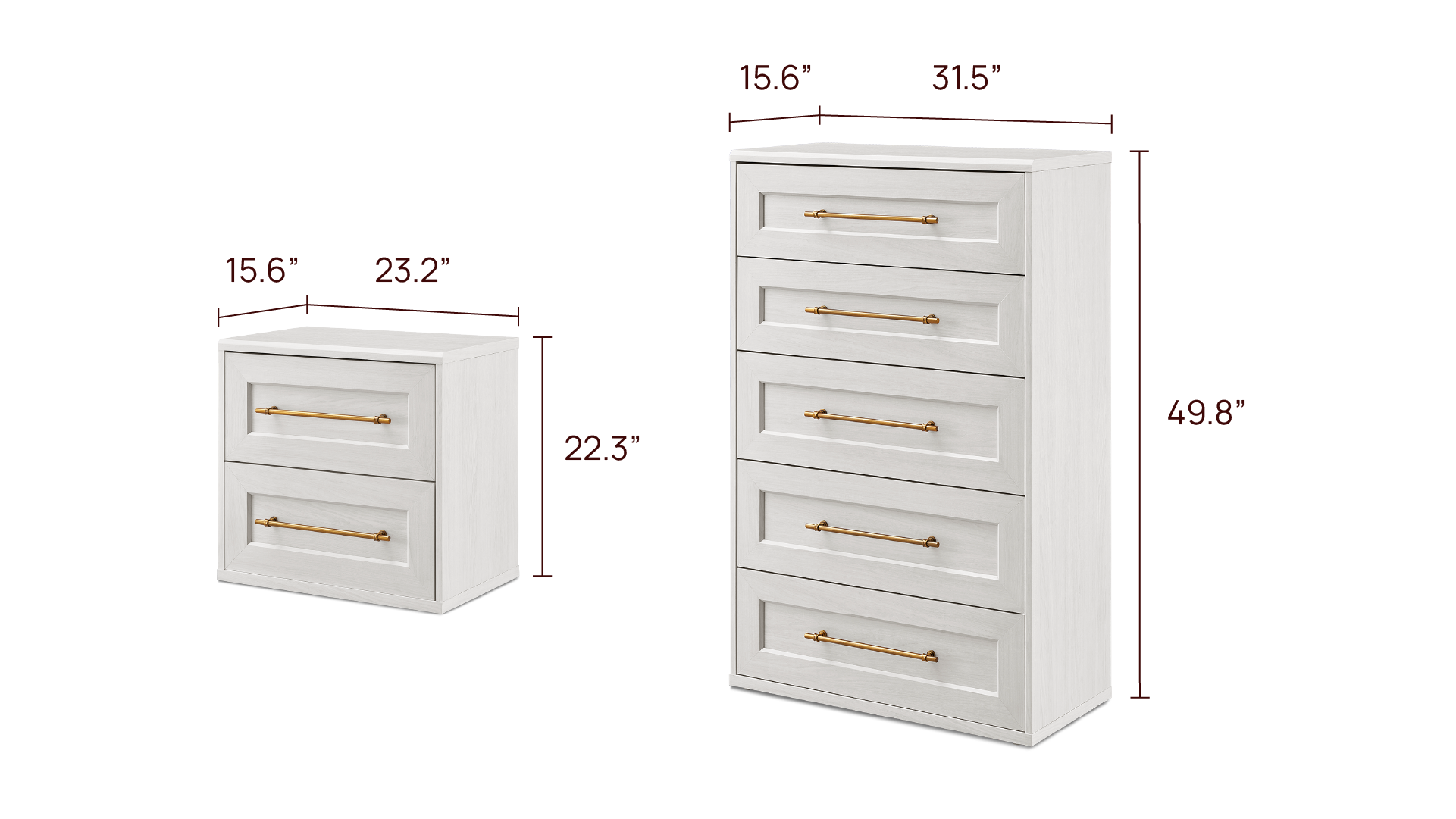Blake 3-Piece Bedroom Set - 2-drawer nightstand + 5-drawer dresser