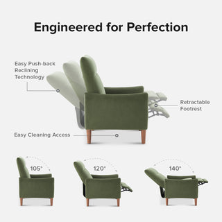 Arthur Recliner Chair, Olive Green Premium Velvet