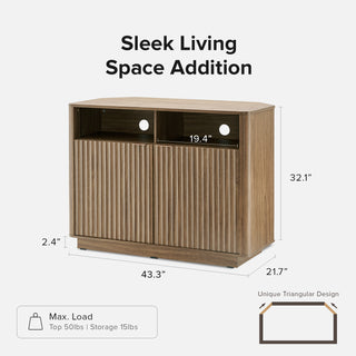 Brooklyn Corner TV Stand + Lift-top Coffee Table, Walnut Set