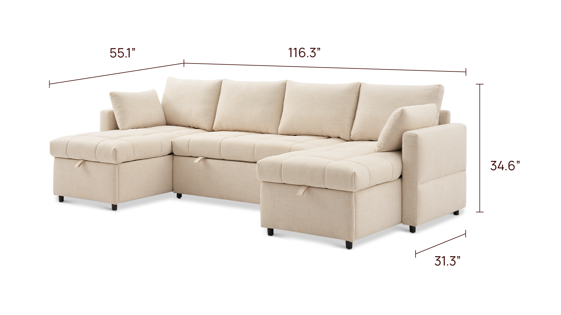 SleepStash 6-Seat U-Shaped Sofa Bed