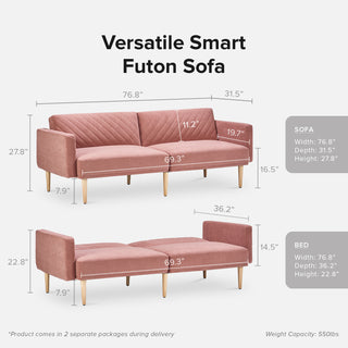 Chloe Futon Sofa Bed, Old Rosa Velvet