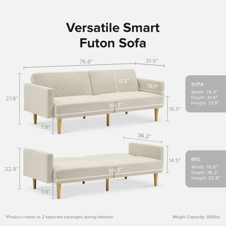 Chloe Futon Sofa Bed, Snow Velvet