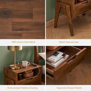 Ted Nightstand with Charging Ports