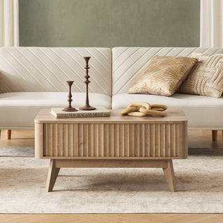 Brooklyn Corner TV Stand + Lift-top Coffee Table, Golden Oak Set