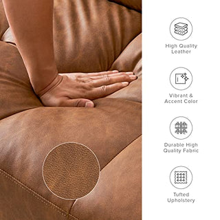 Aaron Futon Sofa Bed, Pecan Brown Faux Leather