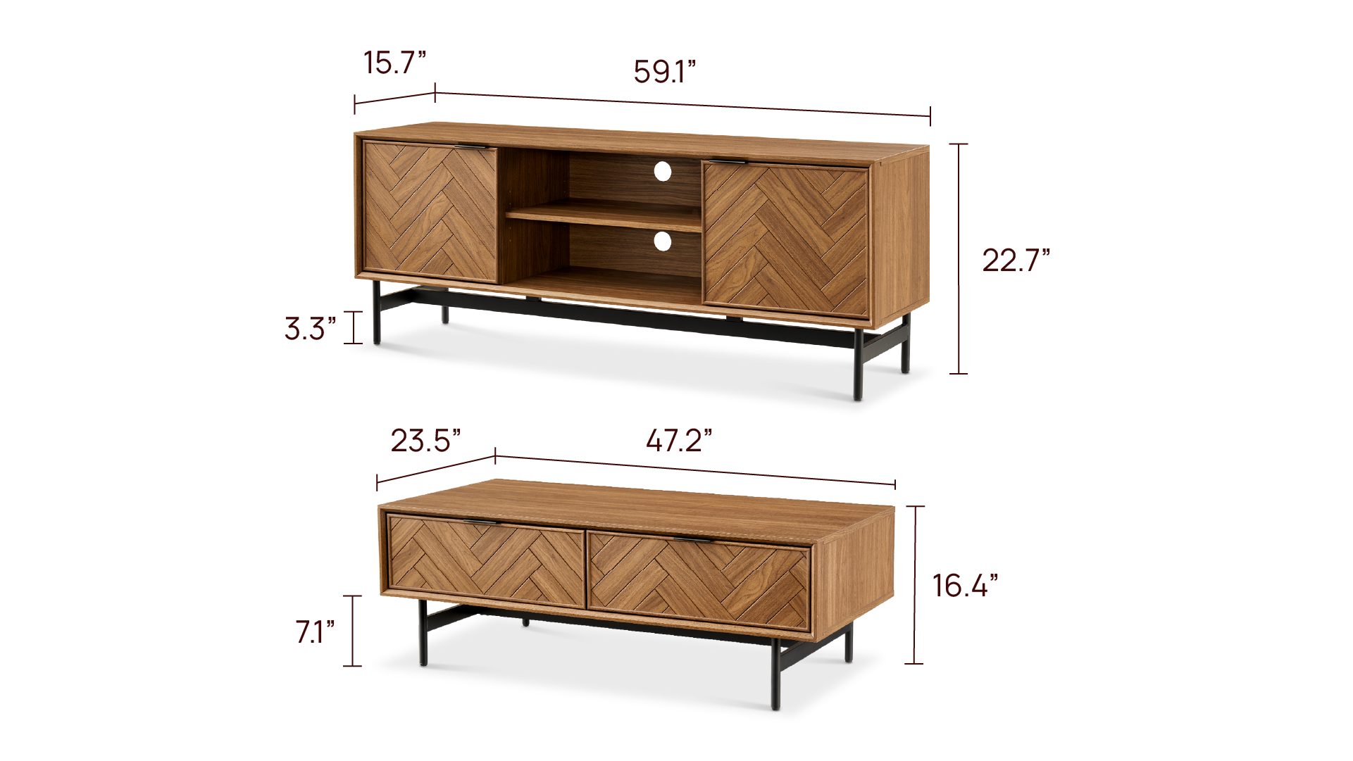 Axis 59" TV Stand & Coffee Table Set
