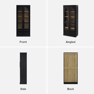 Blake Tall Acrylic Display Cabinet Arched, Black Oak