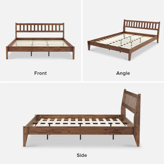Ted Bed (King), Solid Acacia Wood Platform Bed with Headboard