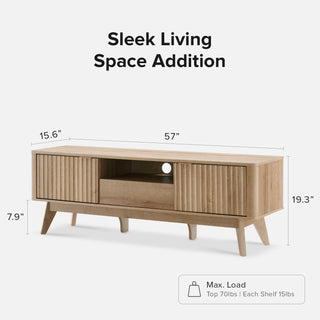 Brooklyn 57" TV Stand & Lift-top Coffee Table, Golden Oak Set