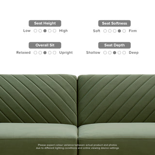 Chloe Futon Sofa Bed, Olive Green Premium Velvet