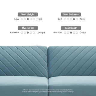 Chloe Futon Sofa Bed, Sky Blue Premium Velvet