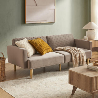 Chloe Futon Sofa Bed, Mocha Brown Premium Velvet