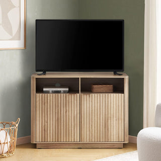 Brooklyn Corner TV Stand + Lift-top Coffee Table, Golden Oak Set