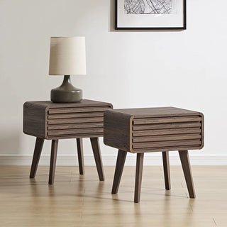 Ensley Twin Side Tables + Coffee Table, Walnut