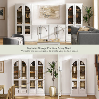 Blake Tall Acrylic Display Cabinet Arched, White Oak
