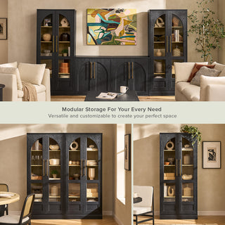 Blake Tall Acrylic Display Cabinet Arched, Black Oak