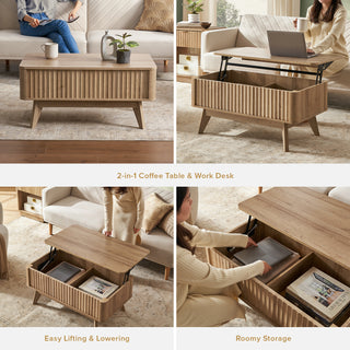 Brooklyn Corner TV Stand + Lift-top Coffee Table, Golden Oak Set