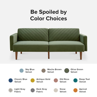 Chloe Futon Sofa Bed, Olive Green Premium Velvet