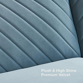 Chloe Futon Sofa Bed, Sky Blue Premium Velvet