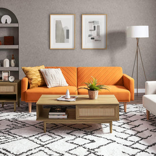 Chloe Futon Sofa Bed, Apricot Velvet
