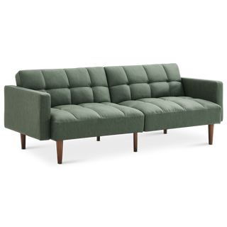 Aaron Futon Sofa Bed, Sage Green Faux Leather