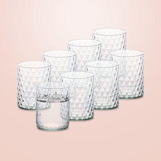 Adore Beaded Drinking Glass Set of 8, Greenish-blue