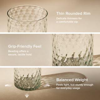 Adore Beaded Drinking Glass Set of 8, Greenish-blue