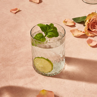 Adore Beaded Drinking Glass Set of 8, Greenish-blue