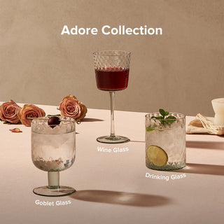 Adore Beaded Drinking Glass Set of 8, Greenish-blue