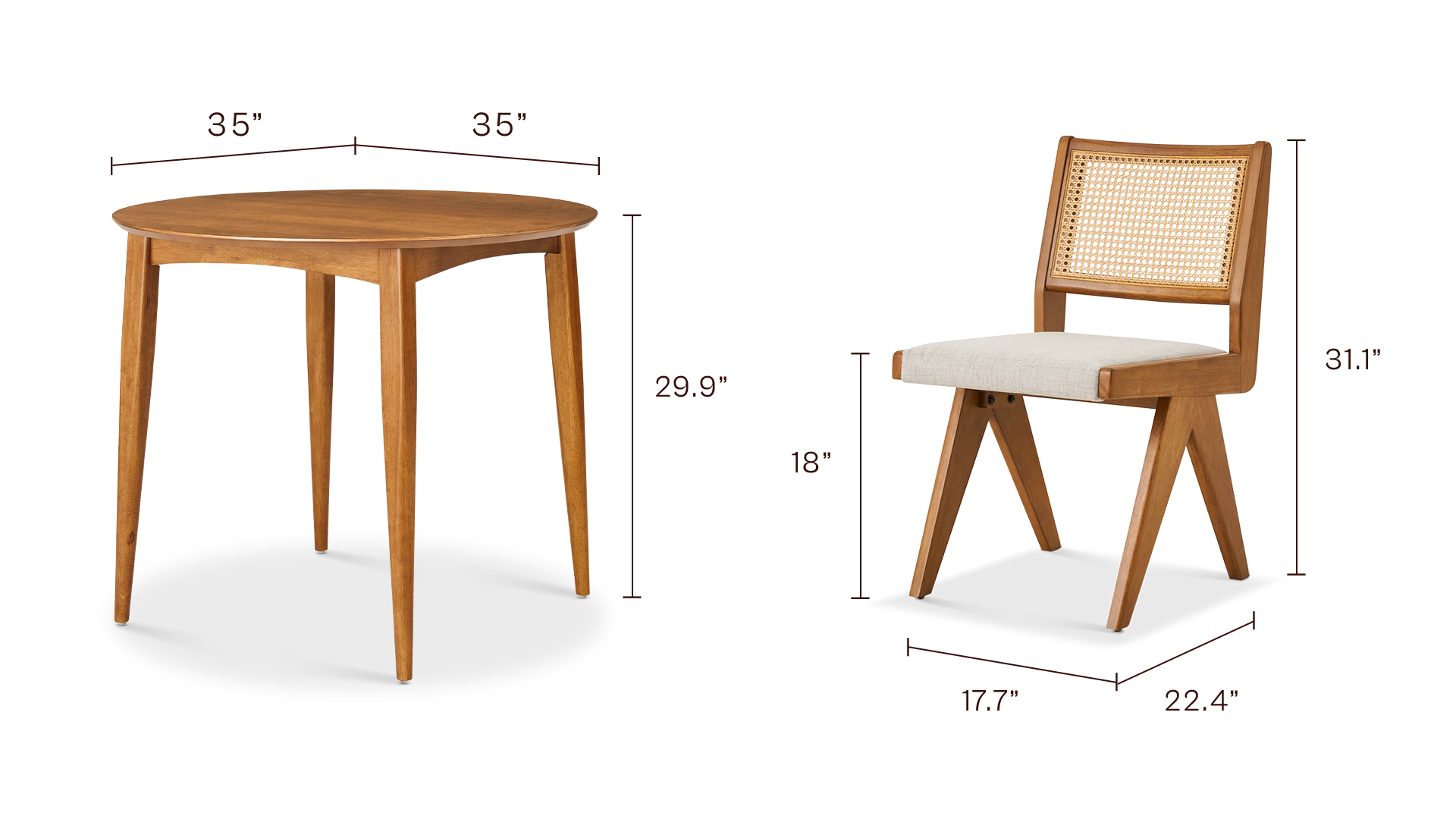 Retrovie 35" Round Bistro Dining Table Set for 2