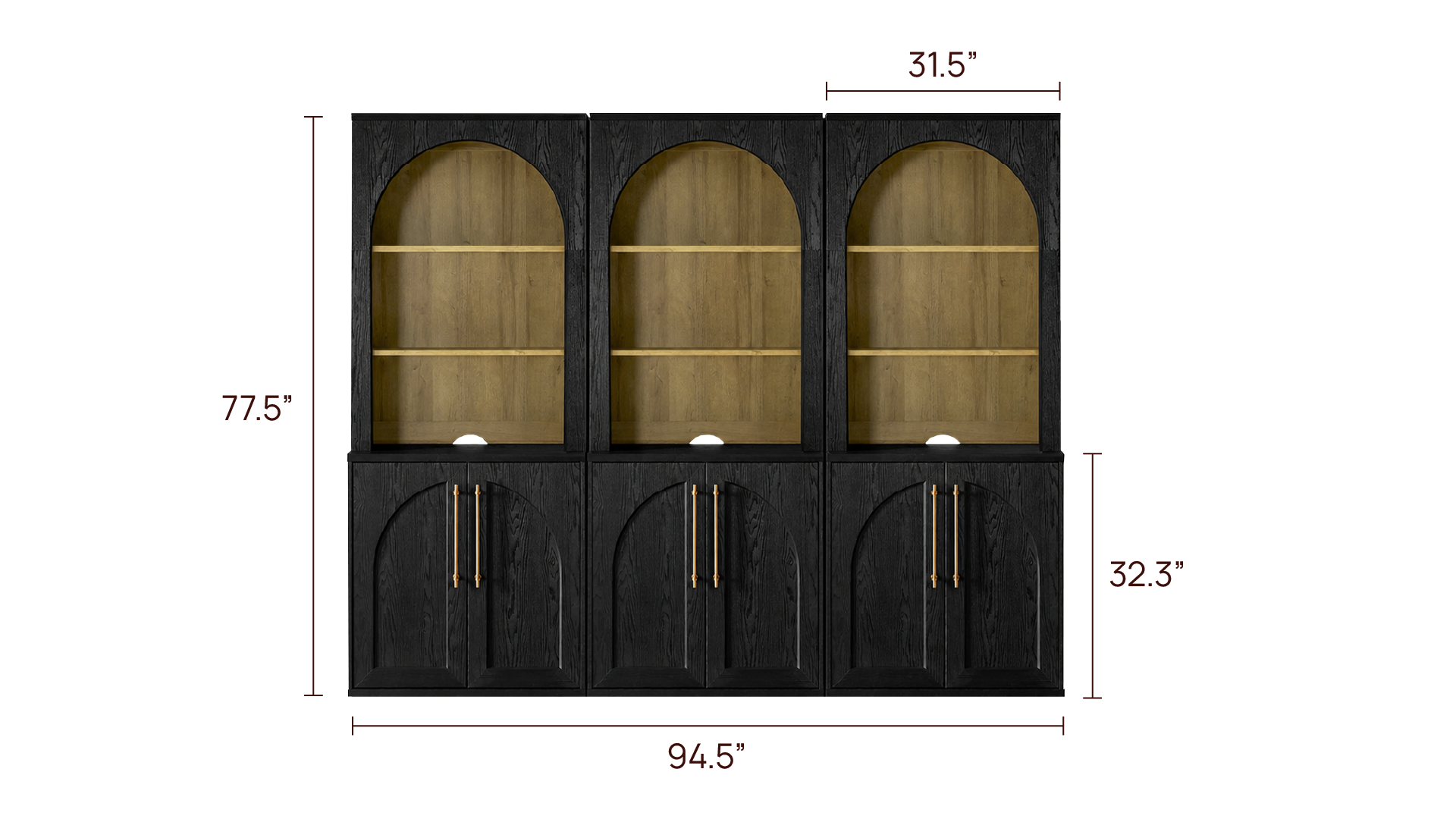 Blake Modular Storage Cabinet with Hutch Arched Set of 3