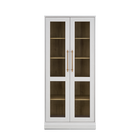 Blake Tall Acrylic Display Cabinet Angular, White Oak