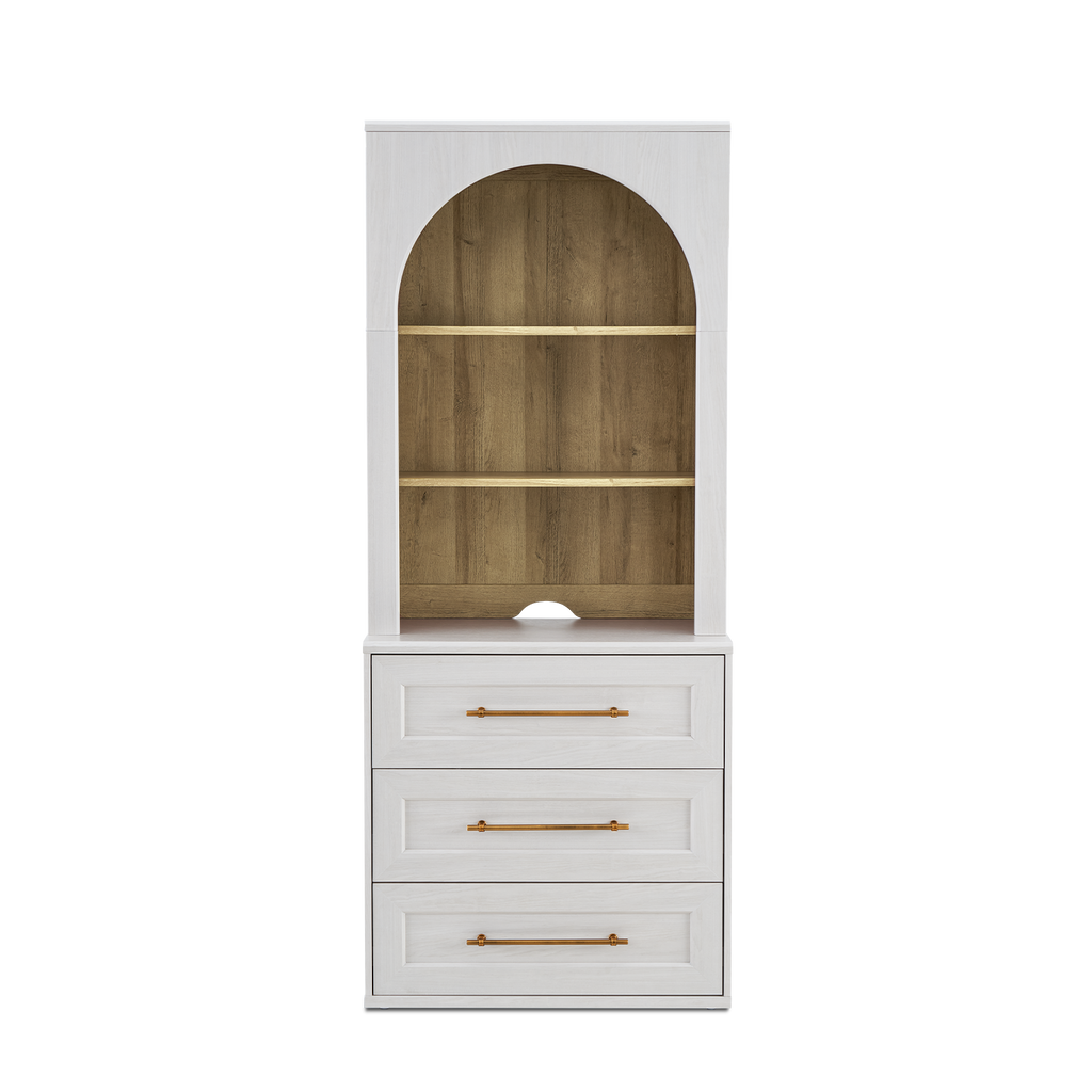 Blake 3 Drawer Dresser with Hutch, White Oak – Mopio