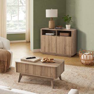 Brooklyn Corner TV Stand + Lift-top Coffee Table, Golden Oak Set