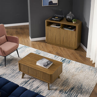 Brooklyn Corner TV Stand, Natural Walnut